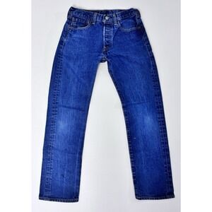 Levis 501 Mens Button Fly Blue Denim Jeans Tag 31x32 Measures 30x29